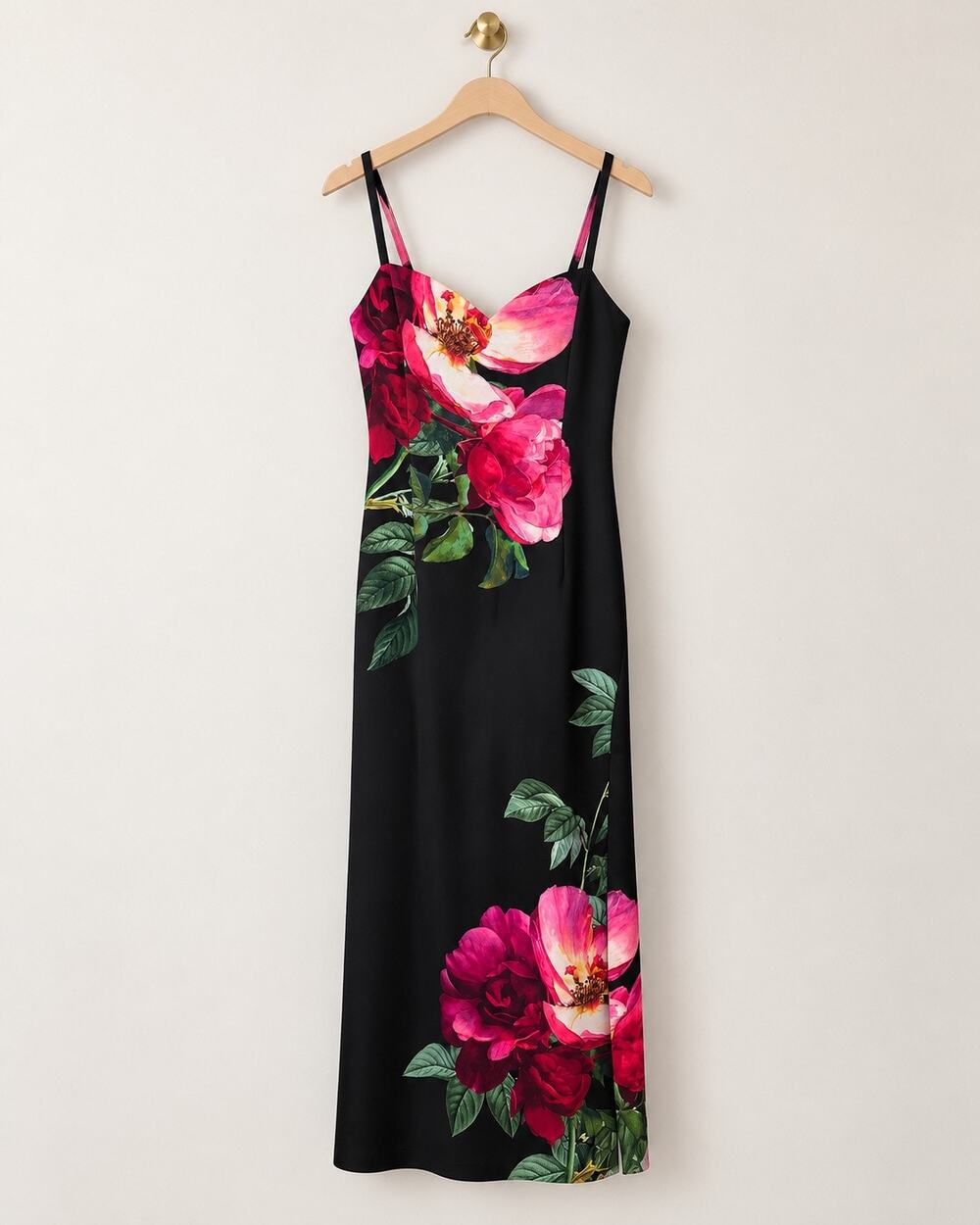 Alice + Olivia Empress Bloom Black Pink Floral Maxi Slip Dress Size 14